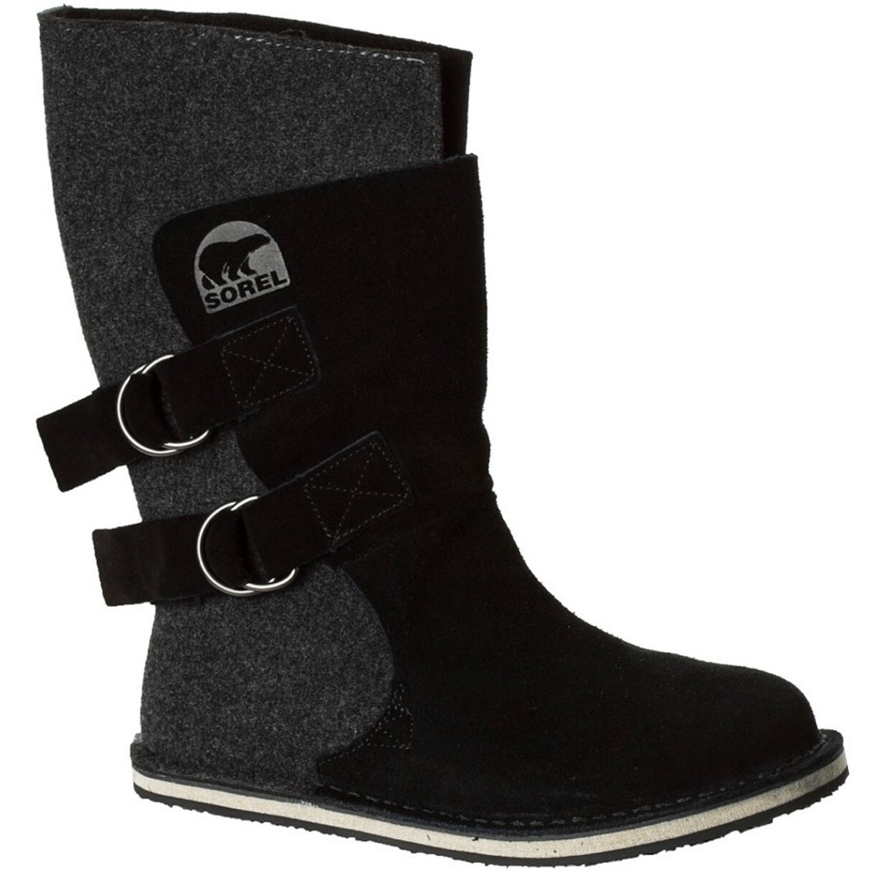 Sorel boots felt wool lined casual winter sz 3 black and gray